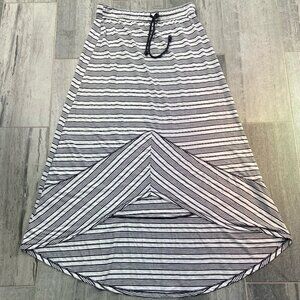 Michael Stars Lightweight Hi Low Striped Midi Skirt Black White Size Medium